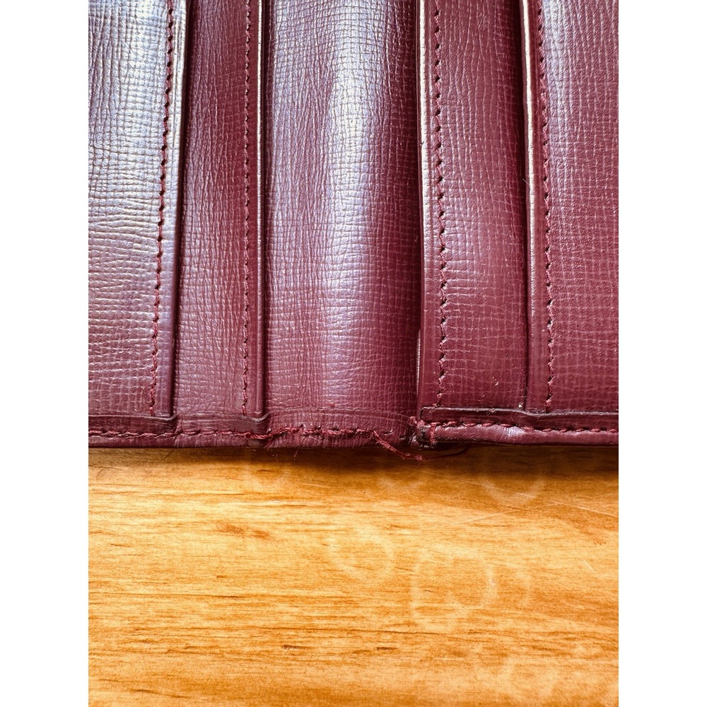 CARTIER Paris Burgundy Leather Billfold Breast Waller 12 Card Holder Pre-owned - Picture 8 of 12